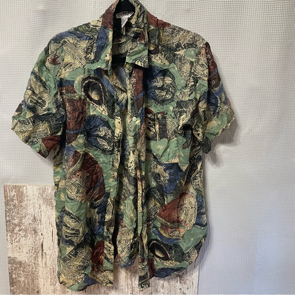 Vintage Other - Vintage Metro Express Silk Short Sleeved Button Down print shirt size large
